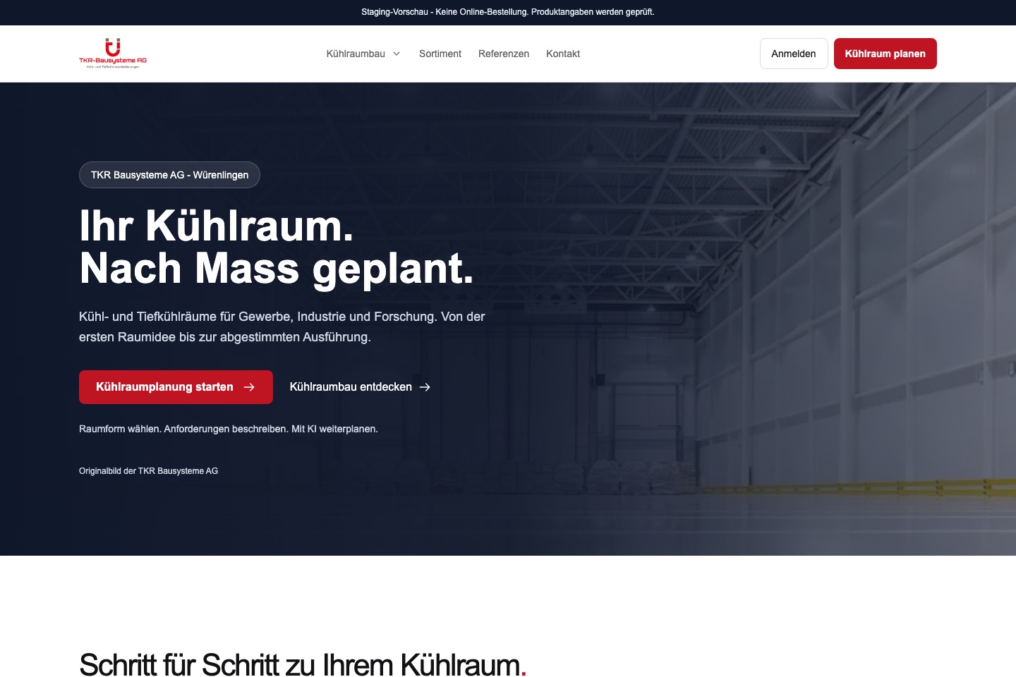TKR Bausysteme storefront overview