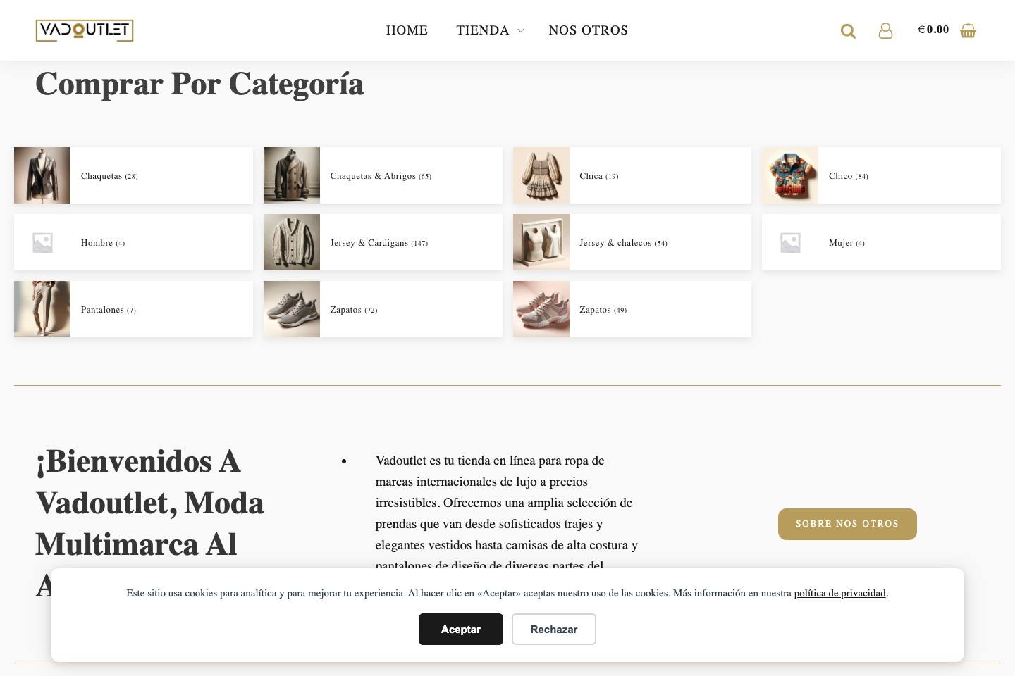 Shop categories with product counts