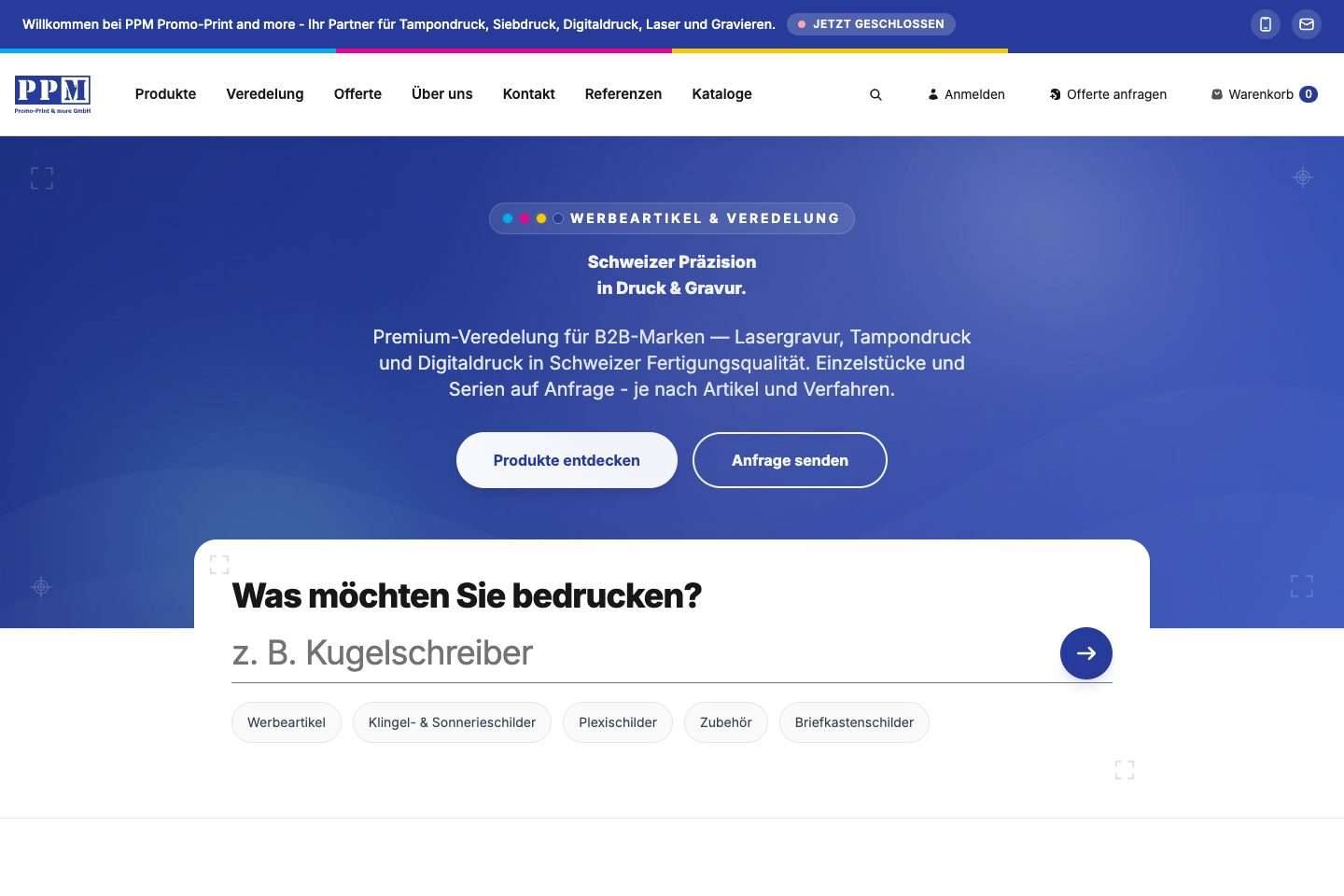 Werbeartikeldruck website overview